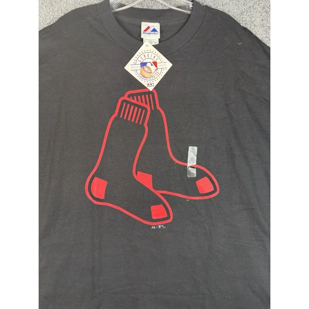 NWT Boston Red Sox Majestic Shirt Mens T-Shirt 2XL Black MLB Baseball Y2K - Picture 2 of 8